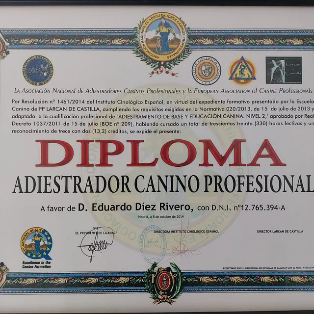 Centro Canino Lobocan diploma